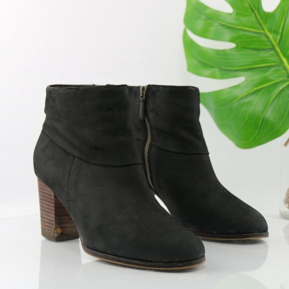 Cole Haan Womens Cassidy Boot Size 7.5 Black Nubuck Leather Block Heel Bootie - Picture 12 of 12